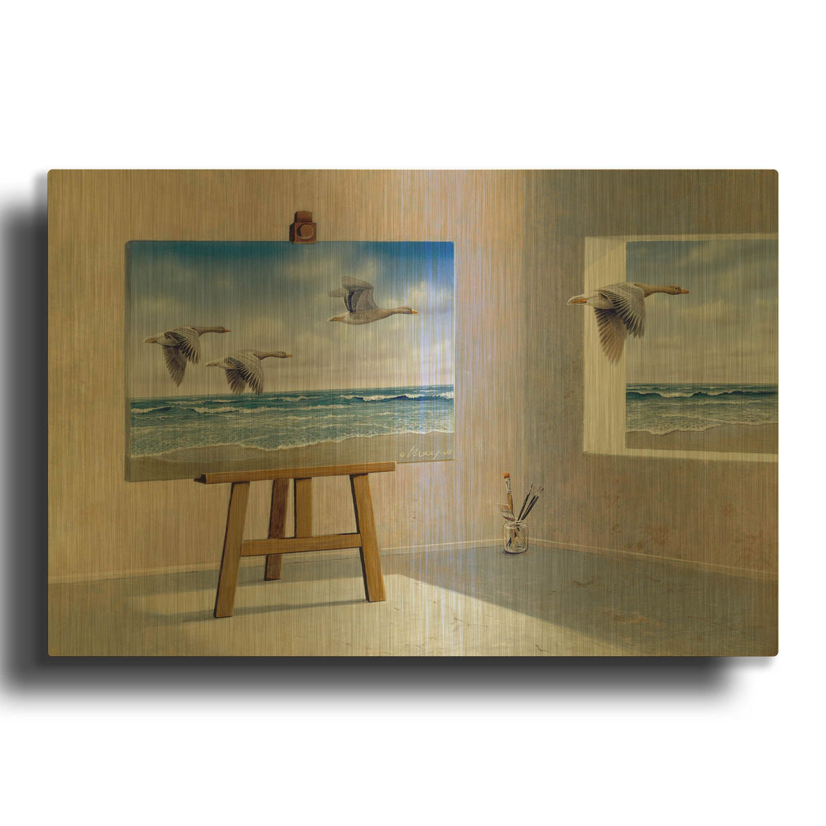 'Goose' By Harro Maass Gold Metal Wall Art