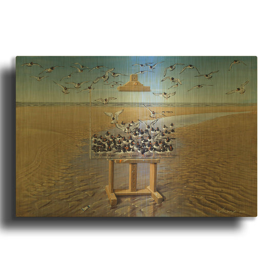 'Oyster Catchers' By Harro Maass Gold Metal Wall Art