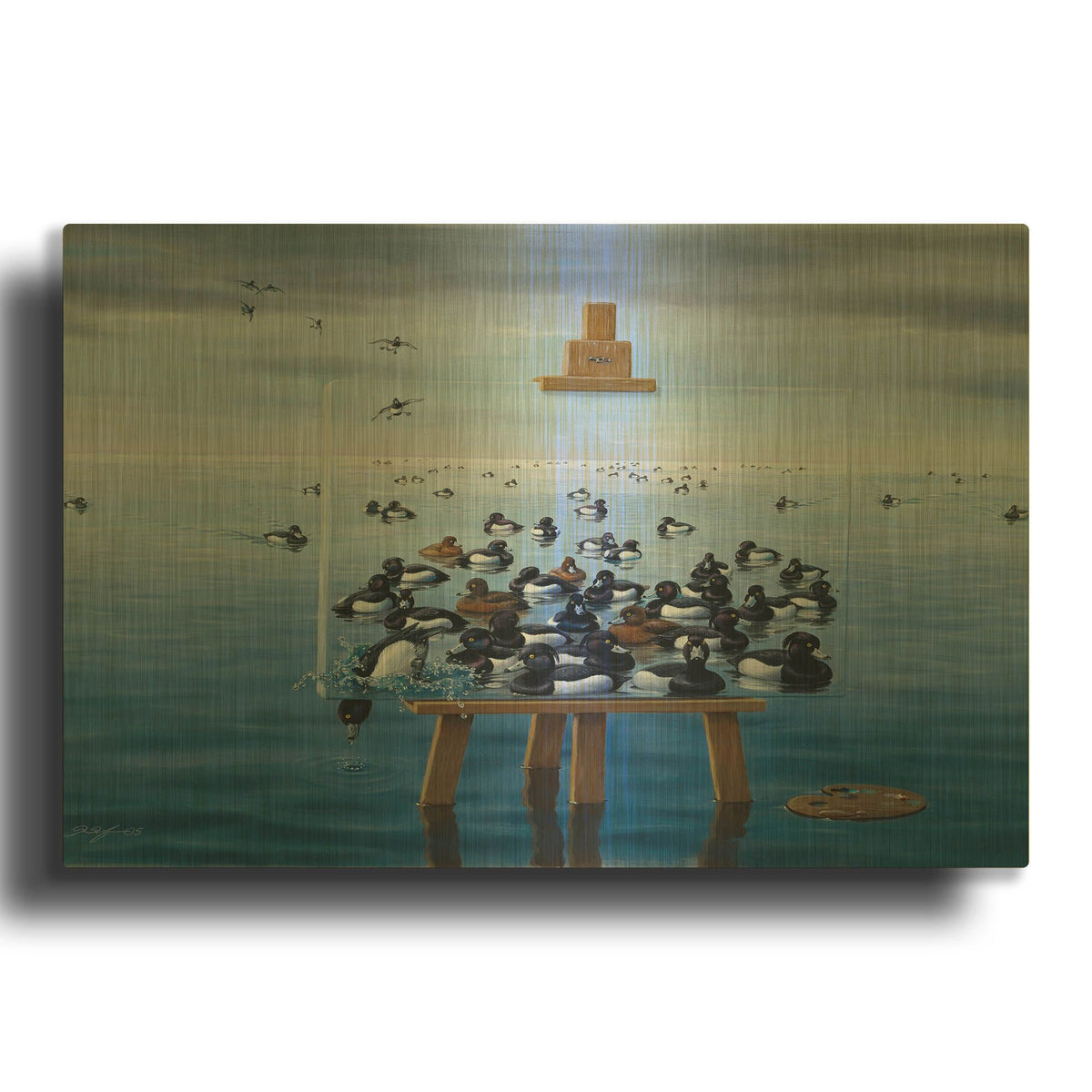 'Tufted Ducks' By Harro Maass Gold Metal Wall Art
