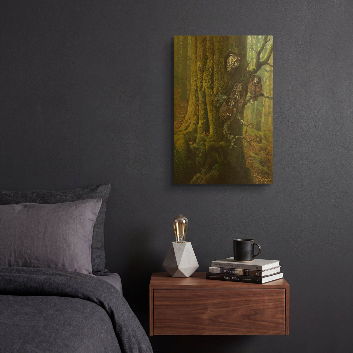 'Tengmalms Owls' By Harro Maass Gold Metal Wall Art