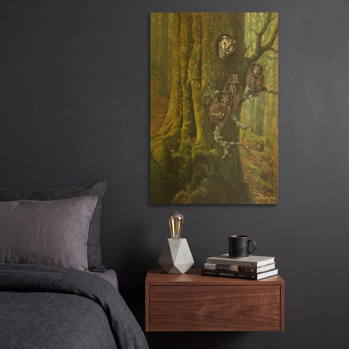 'Tengmalms Owls' By Harro Maass Gold Metal Wall Art