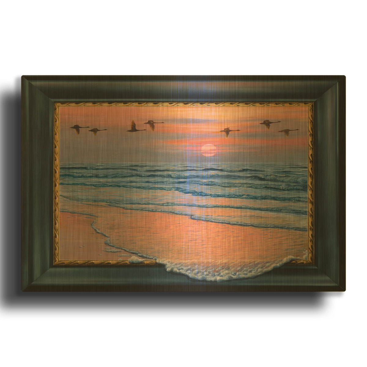 'Sundown With Swans' By Harro Maass Gold Metal Wall Art