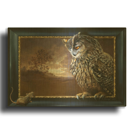 'Eagle Owl And Mouse' By Harro Maass Gold Metal Wall Art