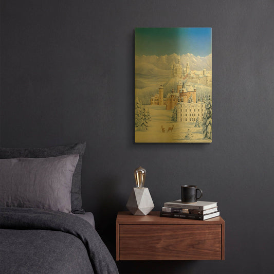 'German Castles In Winter' By Harro Maass Gold Metal Wall Art