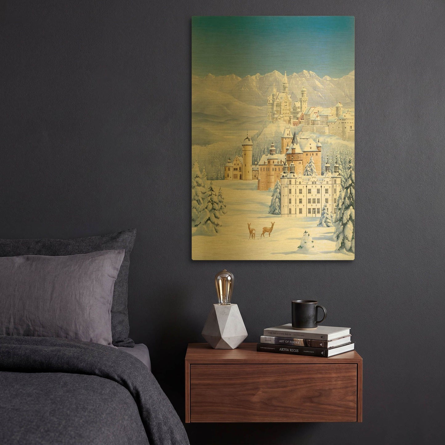 'German Castles In Winter' By Harro Maass Gold Metal Wall Art