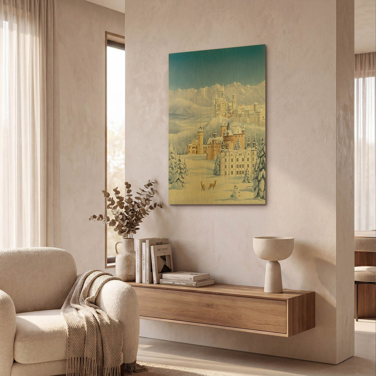 'German Castles In Winter' By Harro Maass Gold Metal Wall Art