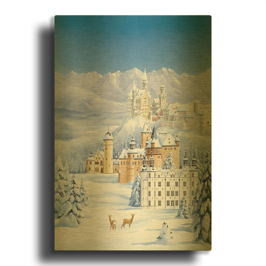 'German Castles In Winter' By Harro Maass Gold Metal Wall Art