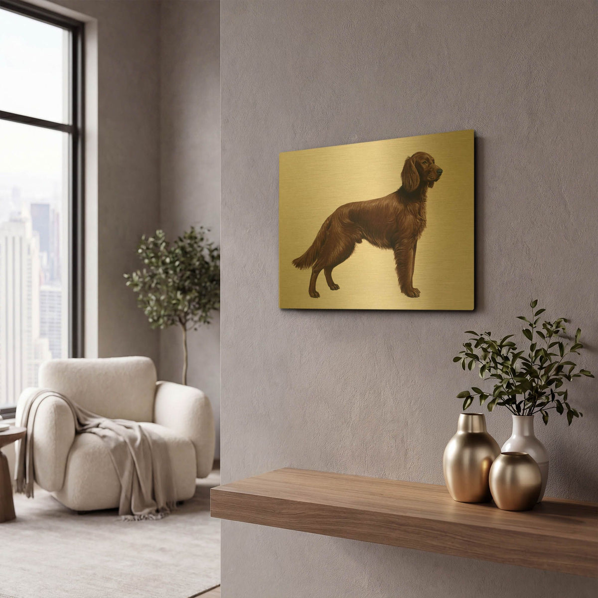 'Irish Setters' By Harro Maass Gold Metal Wall Art