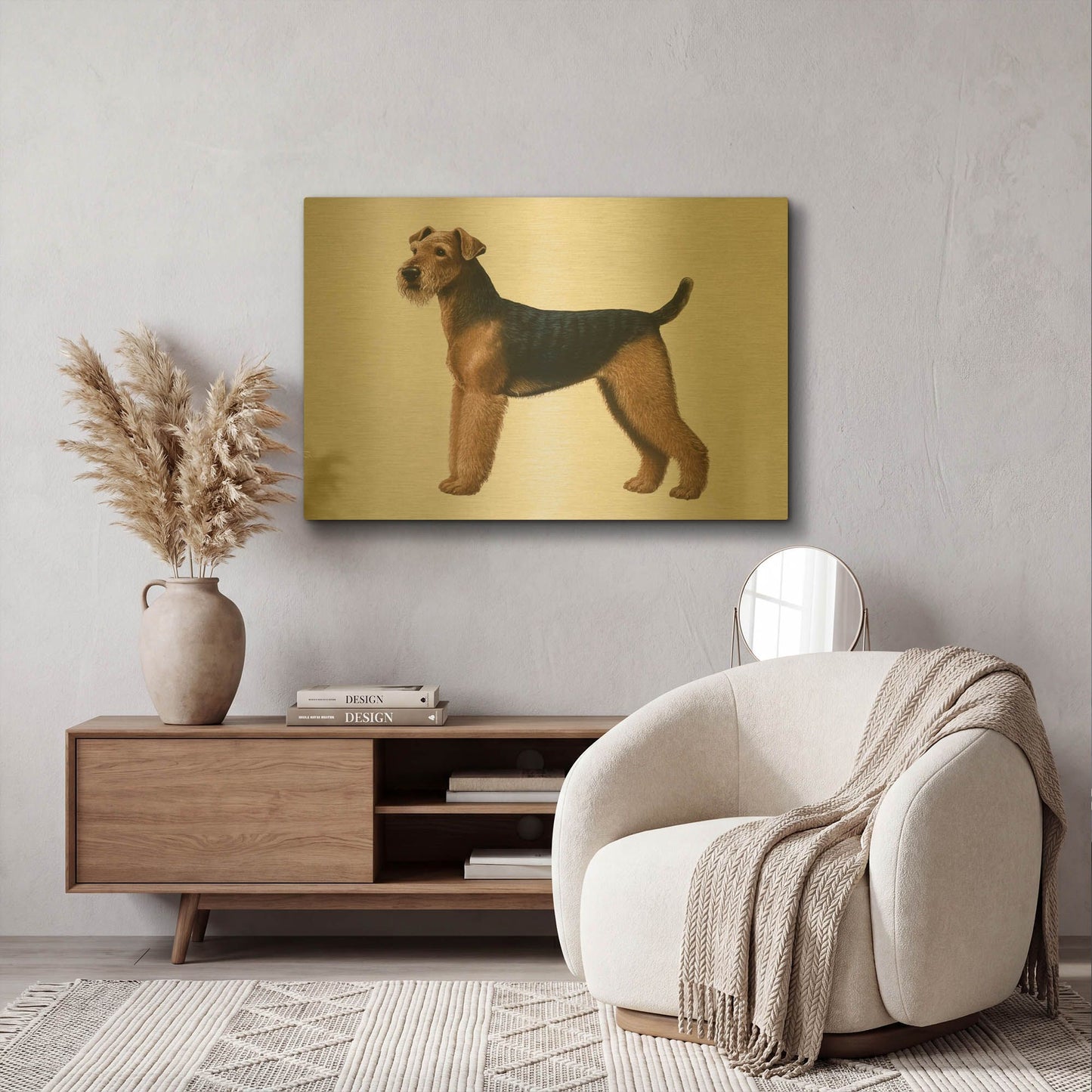 'Airdale Terrier' By Harro Maass Gold Metal Wall Art
