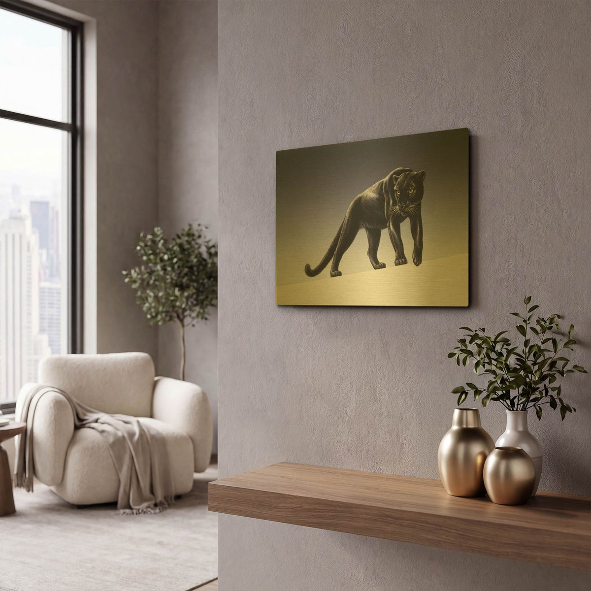 'Black Panther' By Harro Maass Gold Metal Wall Art