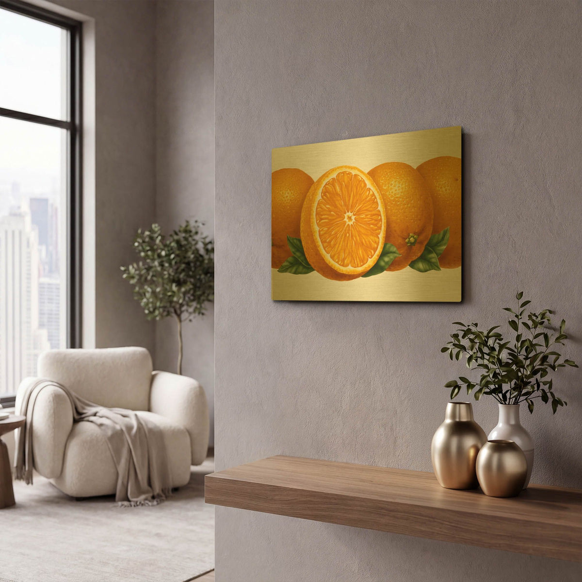 'Oranges' By Harro Maass Gold Metal Wall Art