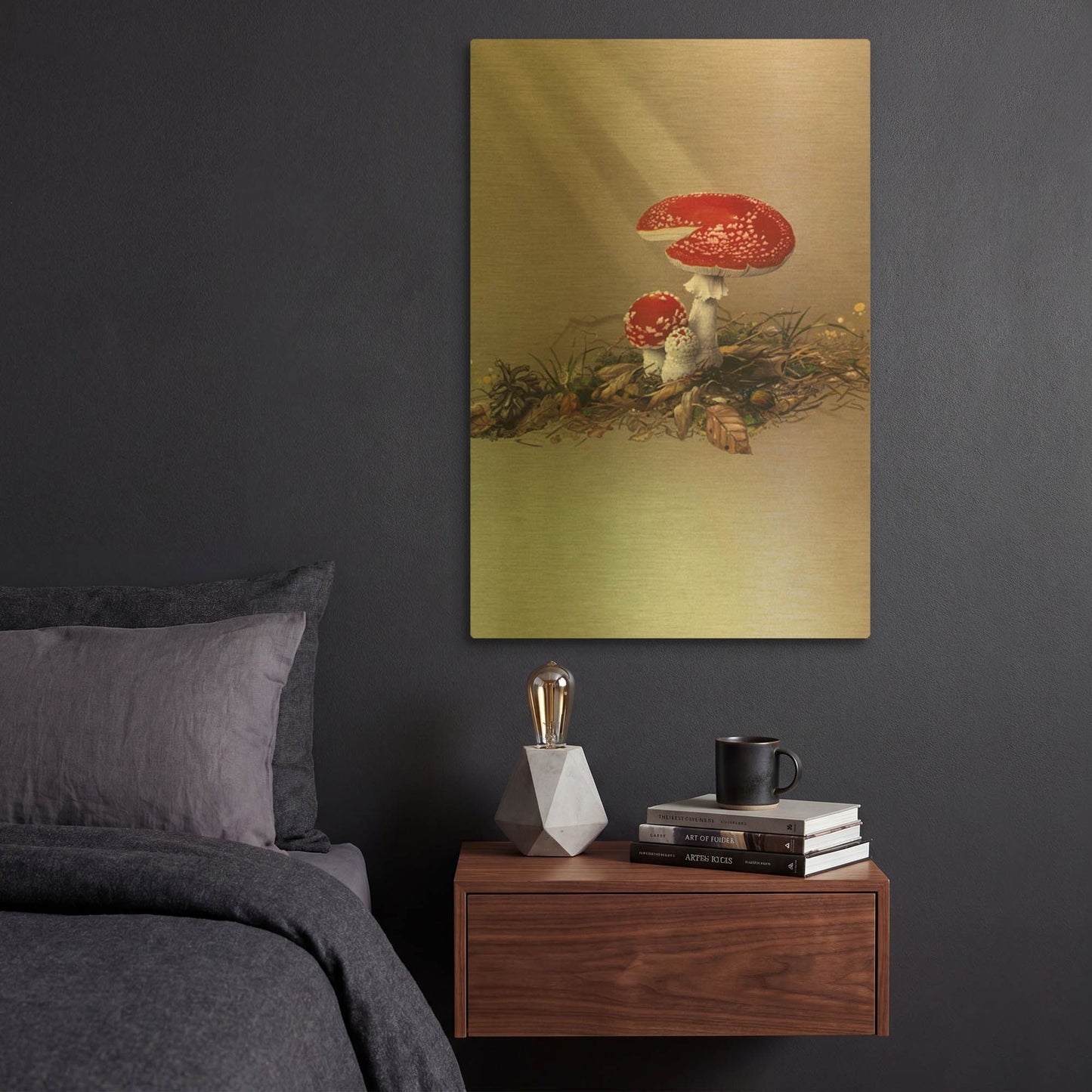 'Mushrooms' By Harro Maass Gold Metal Wall Art