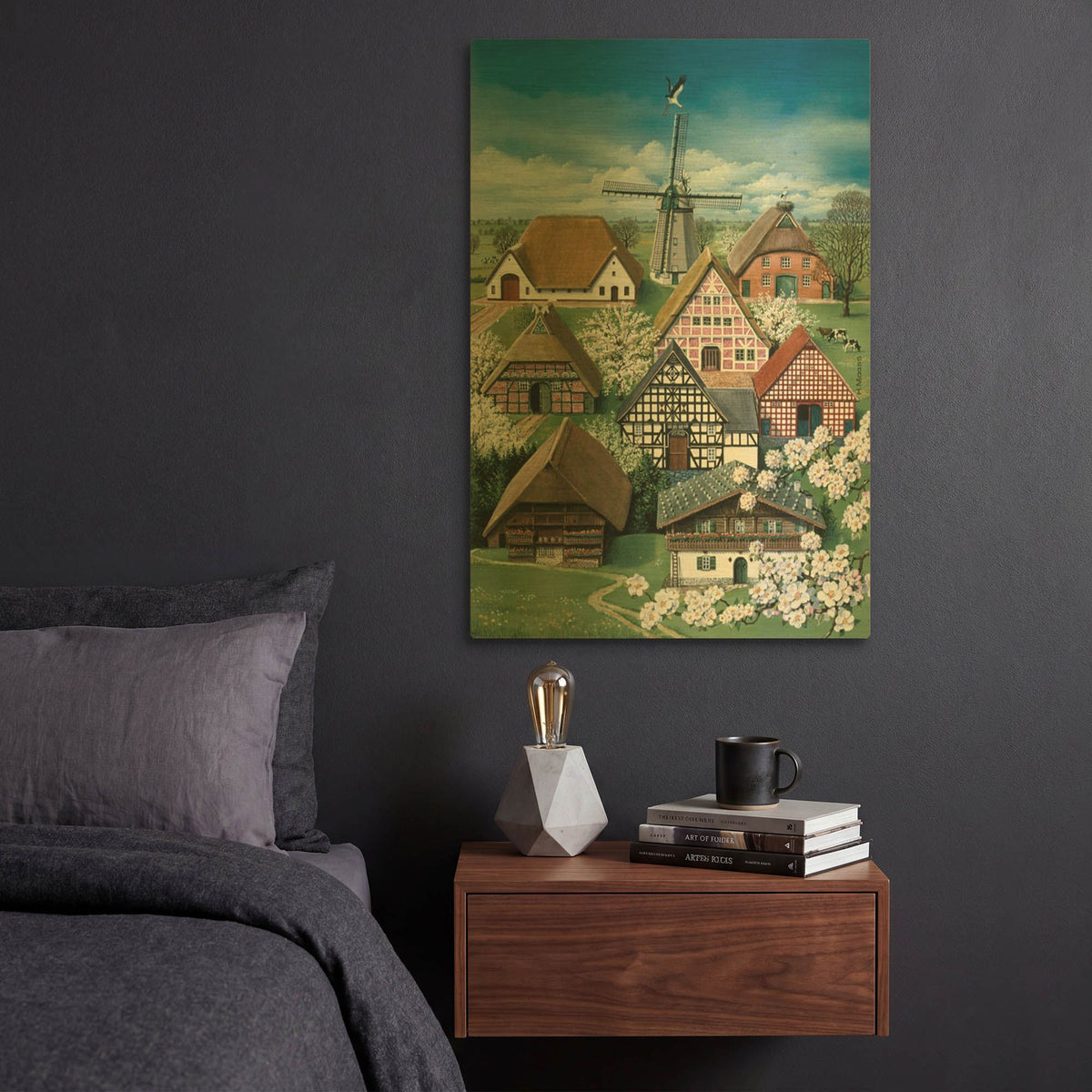 'German Farmhouses' By Harro Maass Gold Metal Wall Art