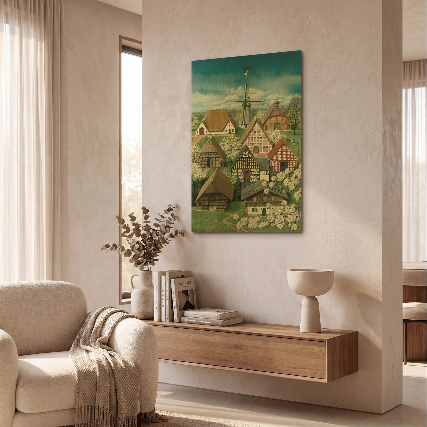 'German Farmhouses' By Harro Maass Gold Metal Wall Art
