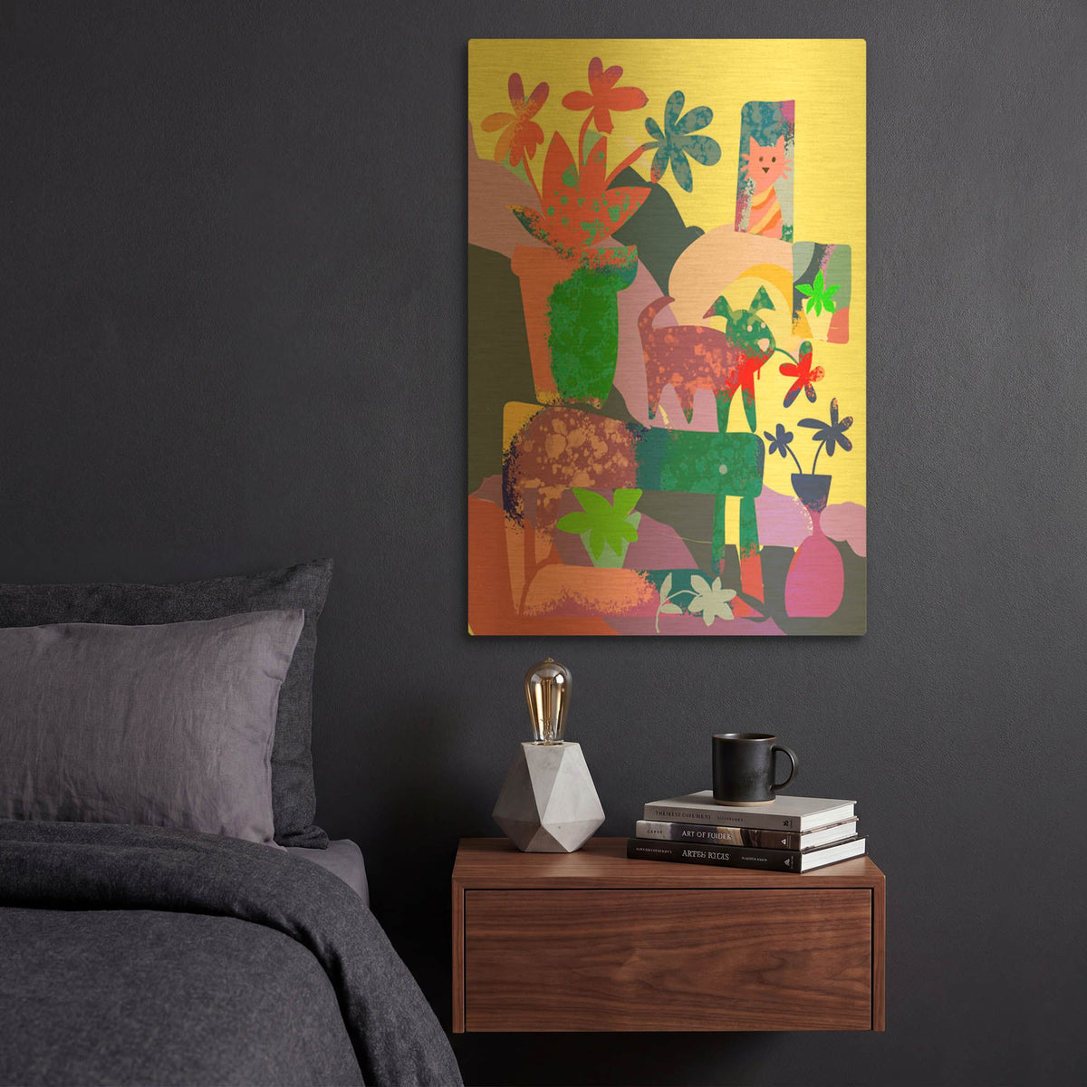 'Cat In The Window' By Holly McGee Gold Metal Wall Art