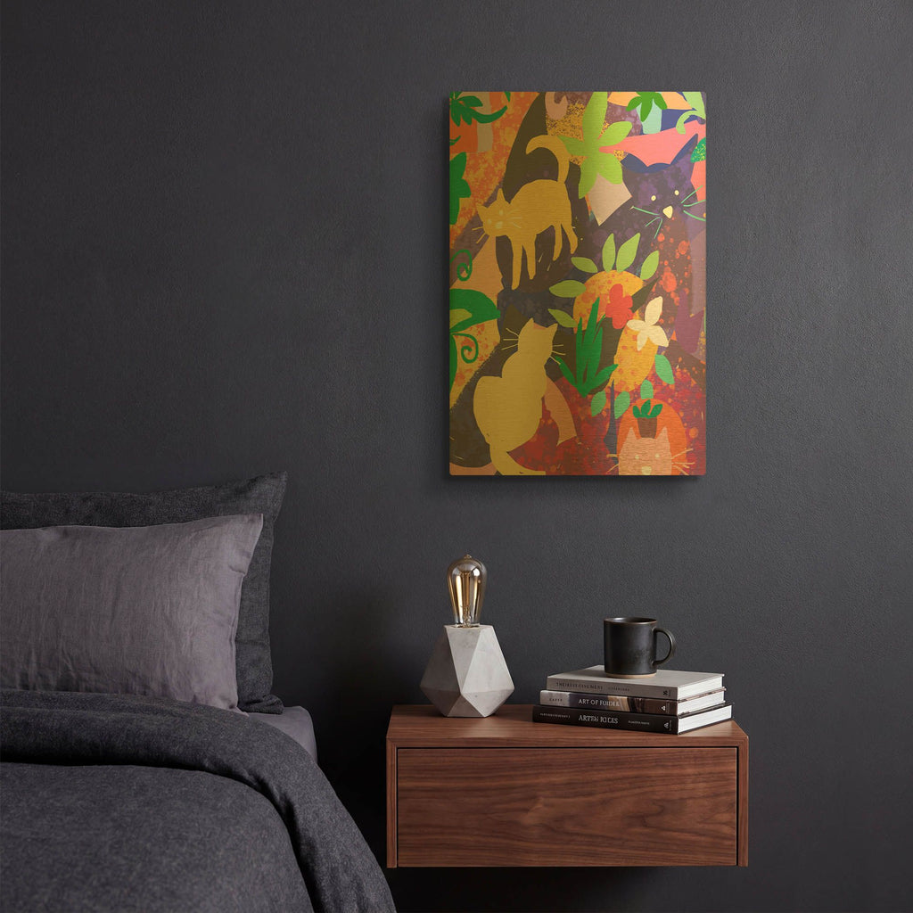 'Cat Shapes' By Holly McGee Gold Metal Wall Art