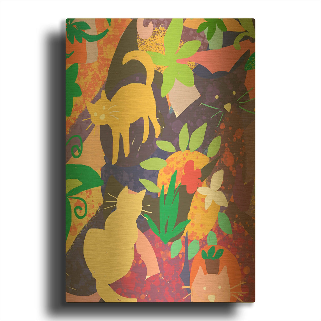 'Cat Shapes' By Holly McGee Gold Metal Wall Art