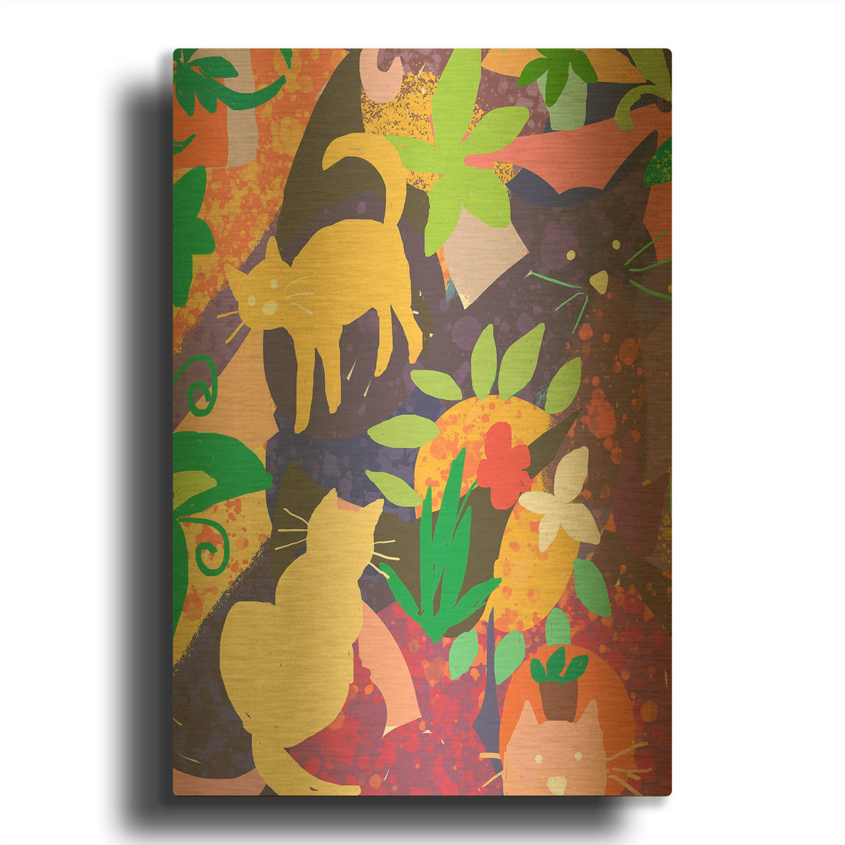 'Cat Shapes' By Holly McGee Gold Metal Wall Art