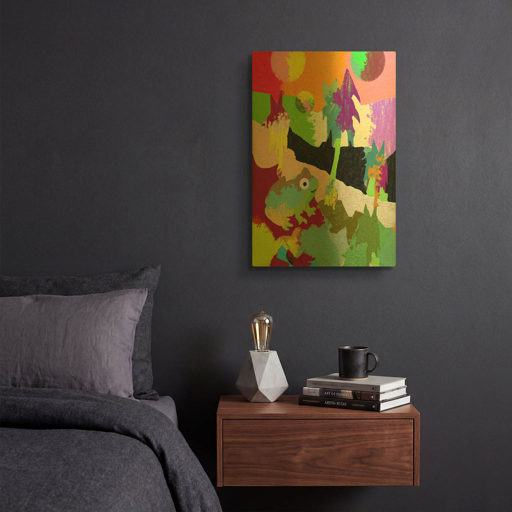'Colorful Frog' By Holly McGee Gold Metal Wall Art