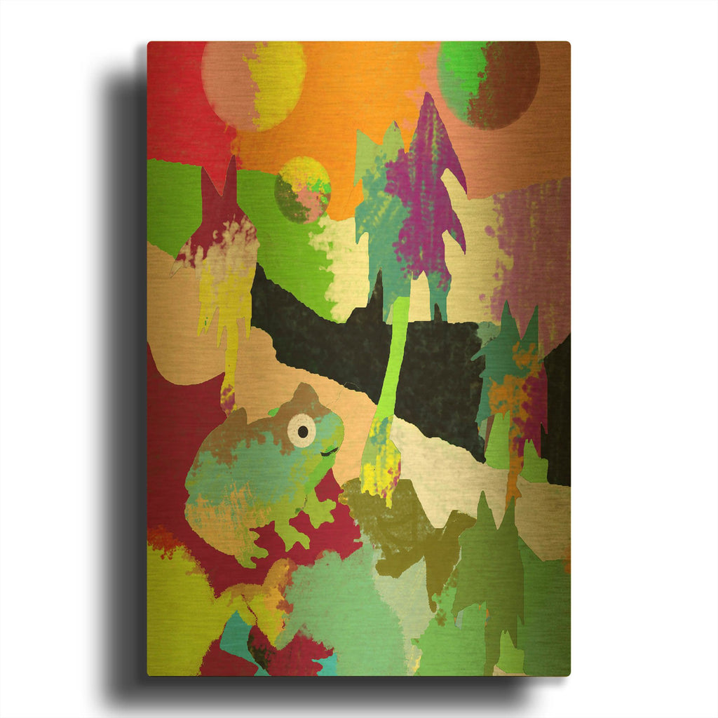'Colorful Frog' By Holly McGee Gold Metal Wall Art
