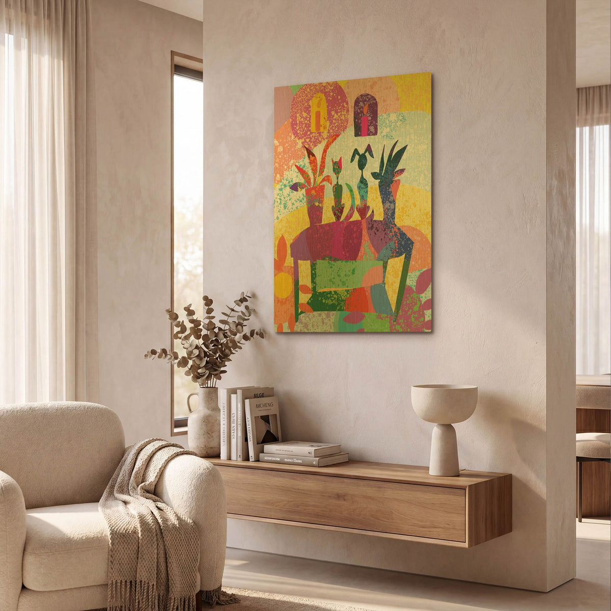 'Dog And Cat Still Life' By Holly McGee Gold Metal Wall Art