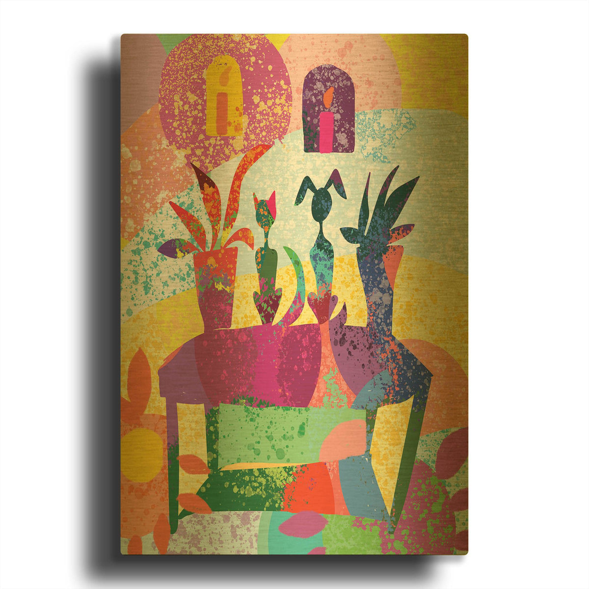 'Dog And Cat Still Life' By Holly McGee Gold Metal Wall Art
