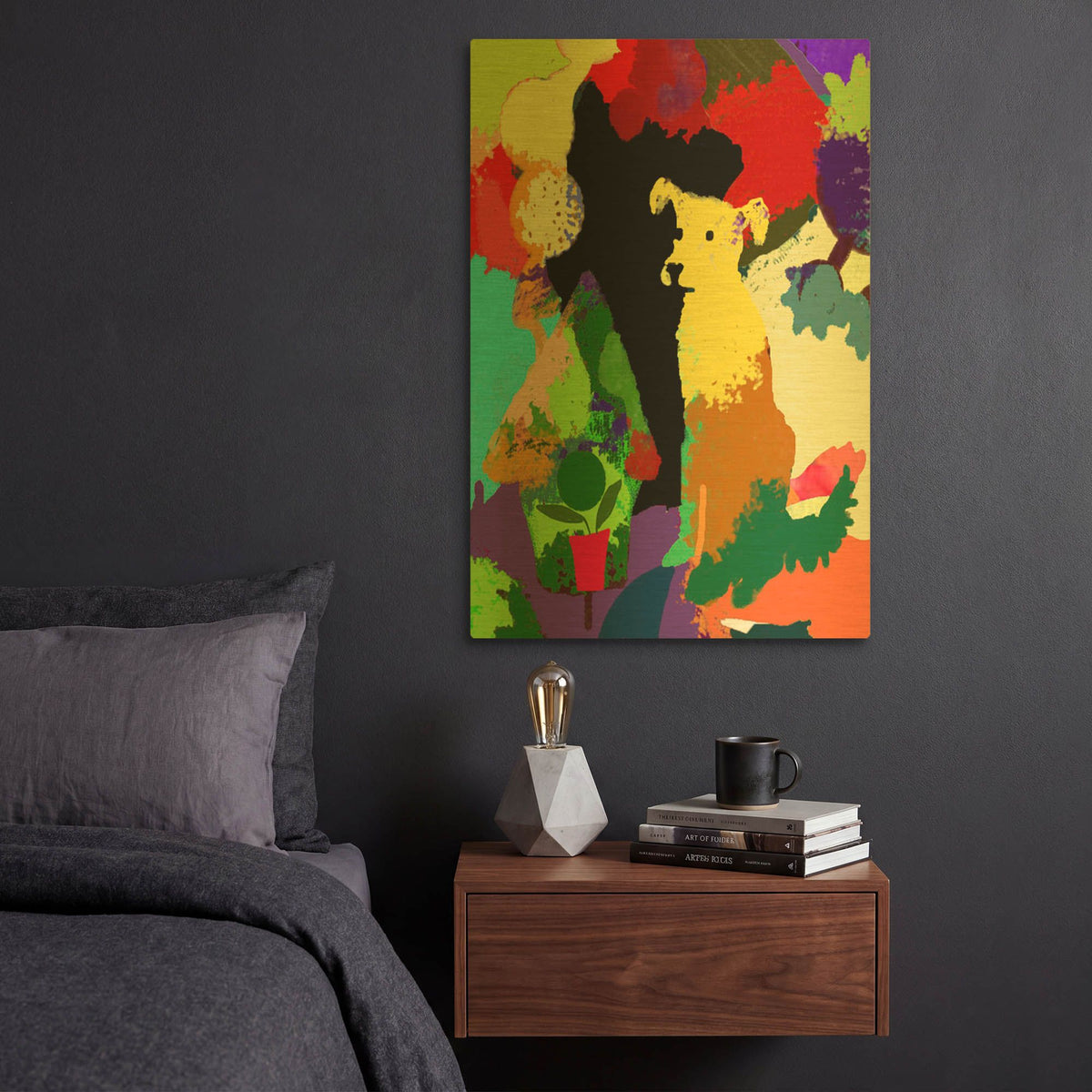 'Dog With Abstract Background' By Holly McGee Gold Metal Wall Art
