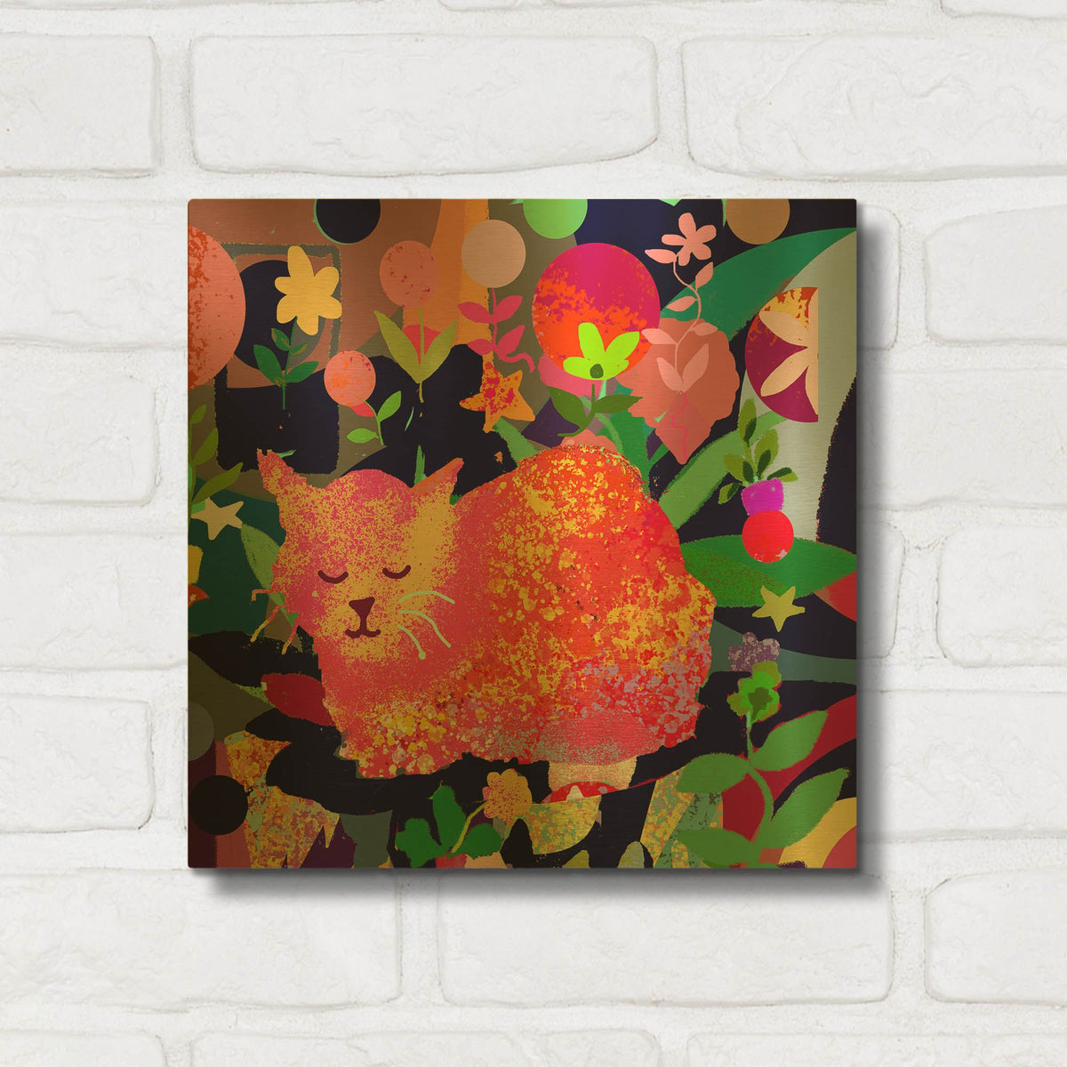 'Sweet Kitty Dreams' By Holly McGee Gold Metal Wall Art