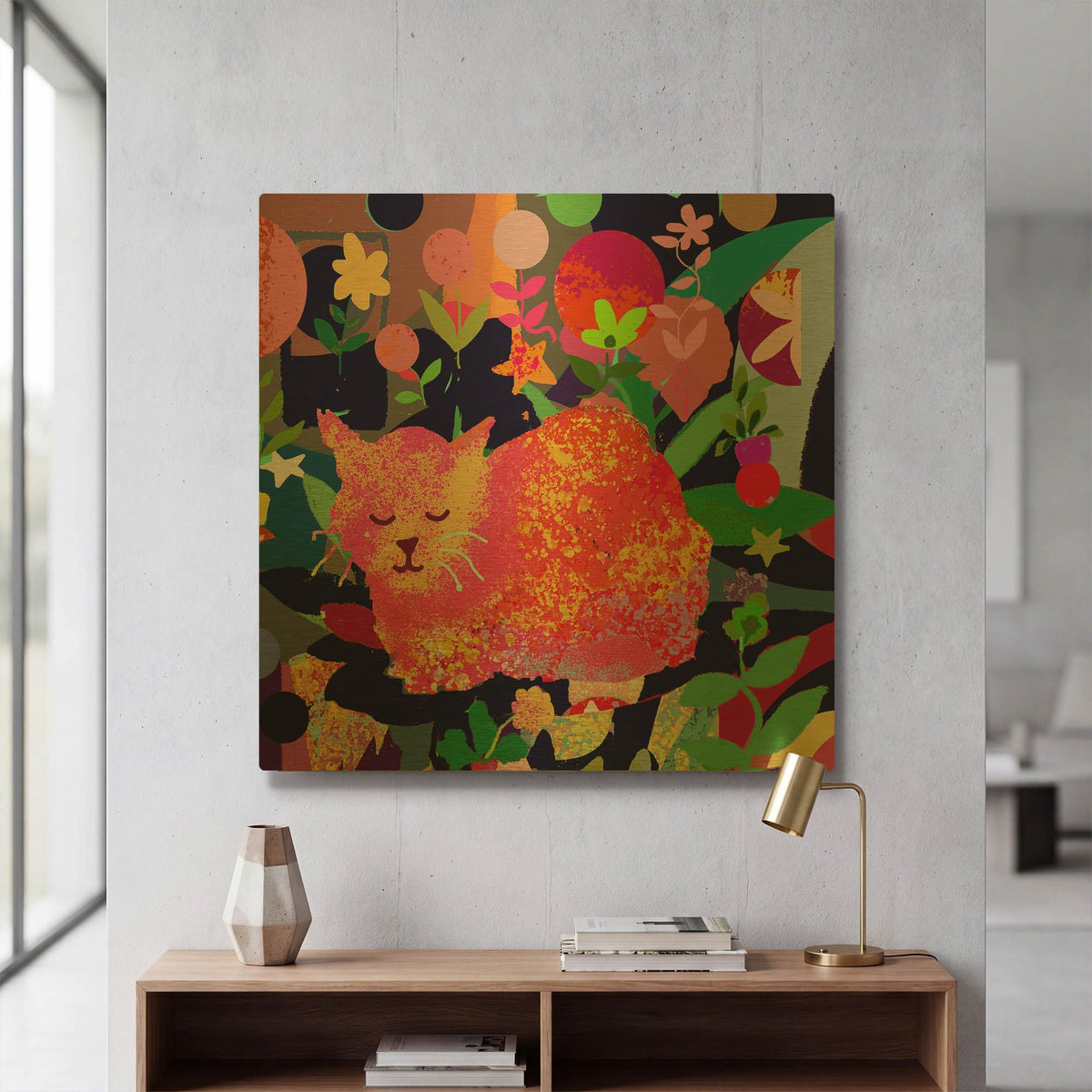 'Sweet Kitty Dreams' By Holly McGee Gold Metal Wall Art