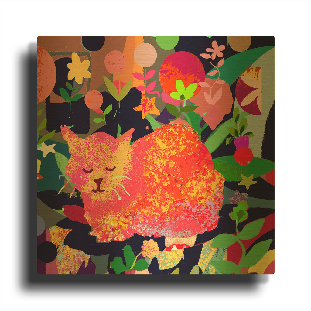 'Sweet Kitty Dreams' By Holly McGee Gold Metal Wall Art