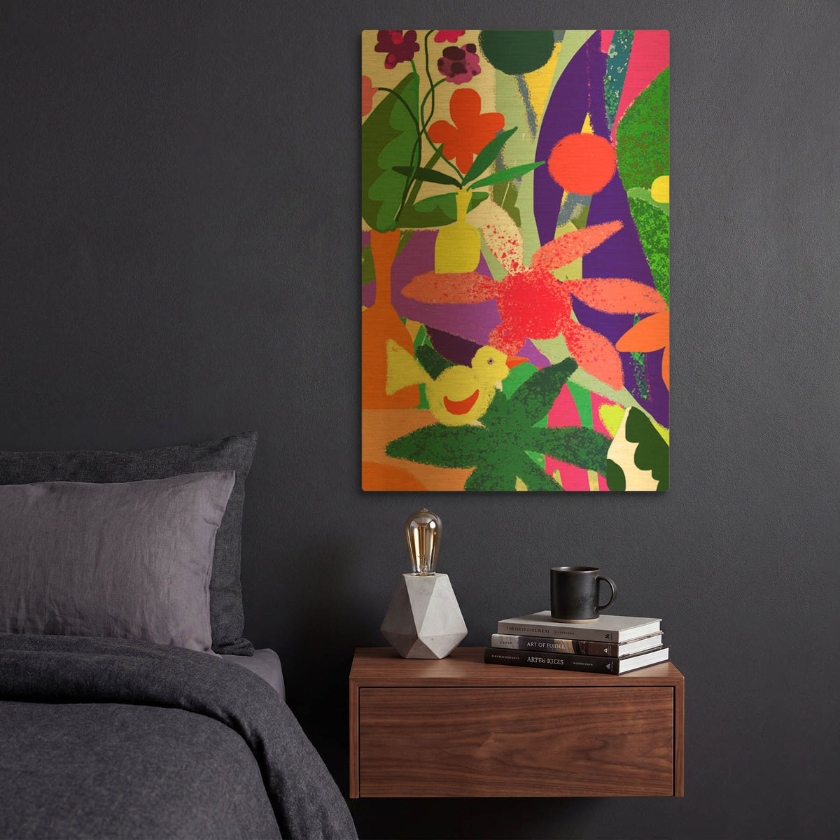 'Pale Yellow Bird' By Holly McGee Gold Metal Wall Art