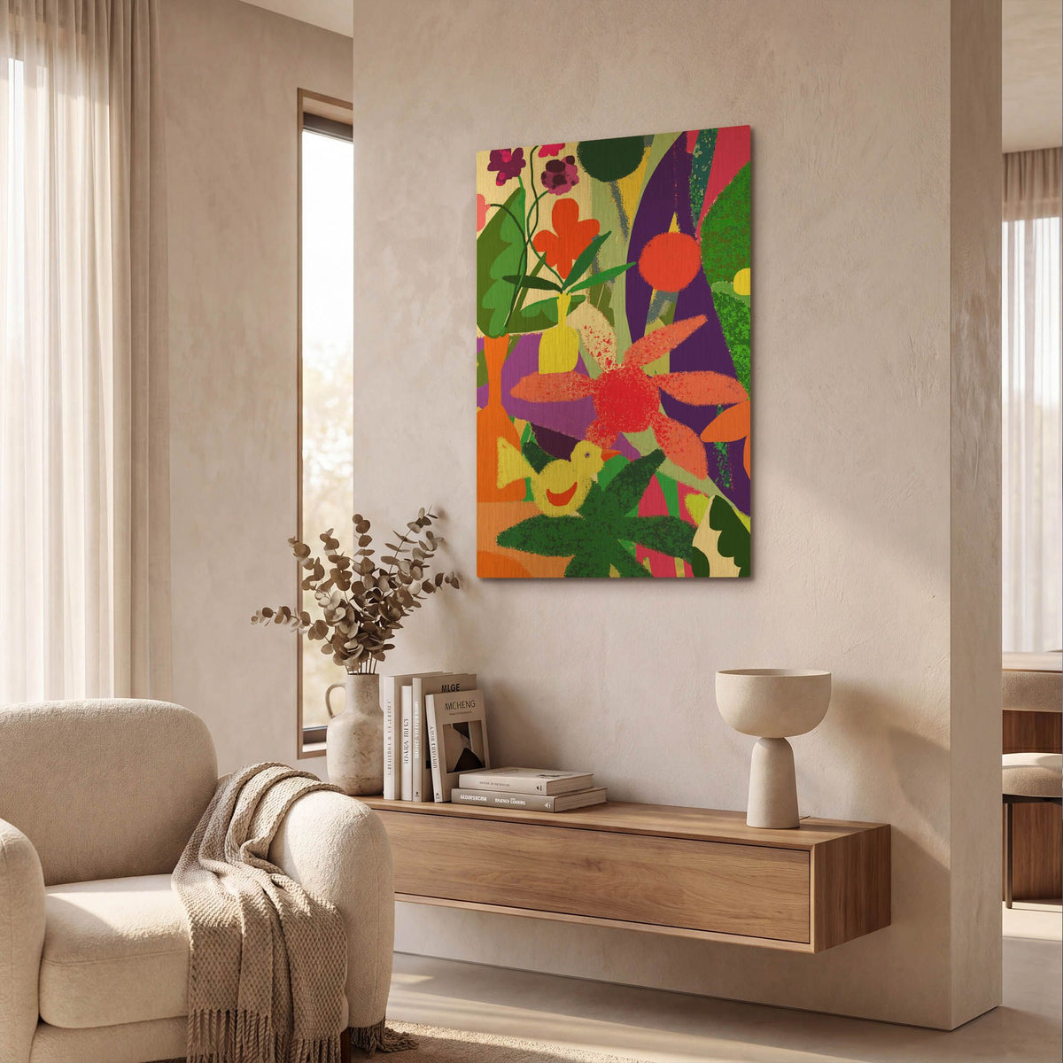 'Pale Yellow Bird' By Holly McGee Gold Metal Wall Art