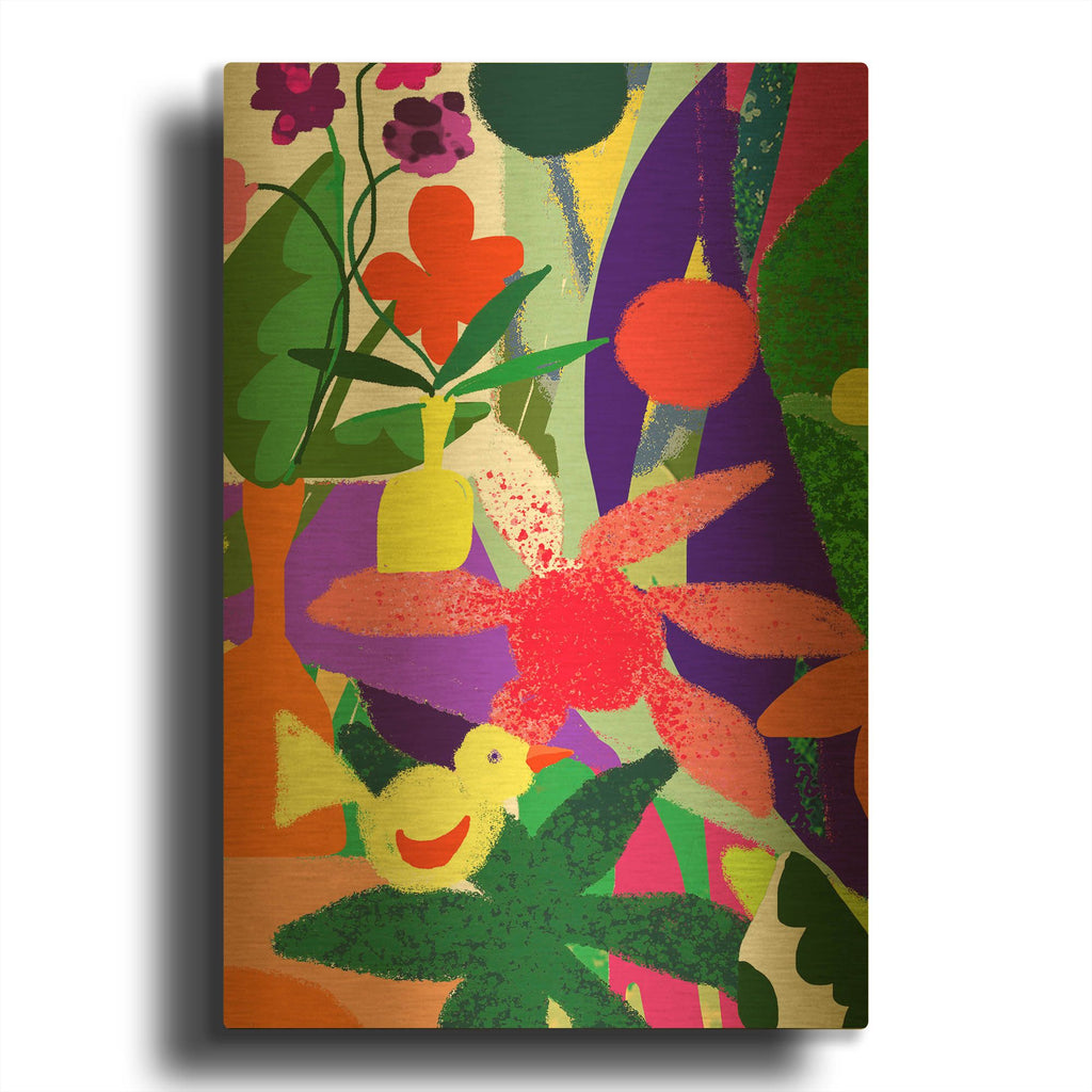 'Pale Yellow Bird' By Holly McGee Gold Metal Wall Art