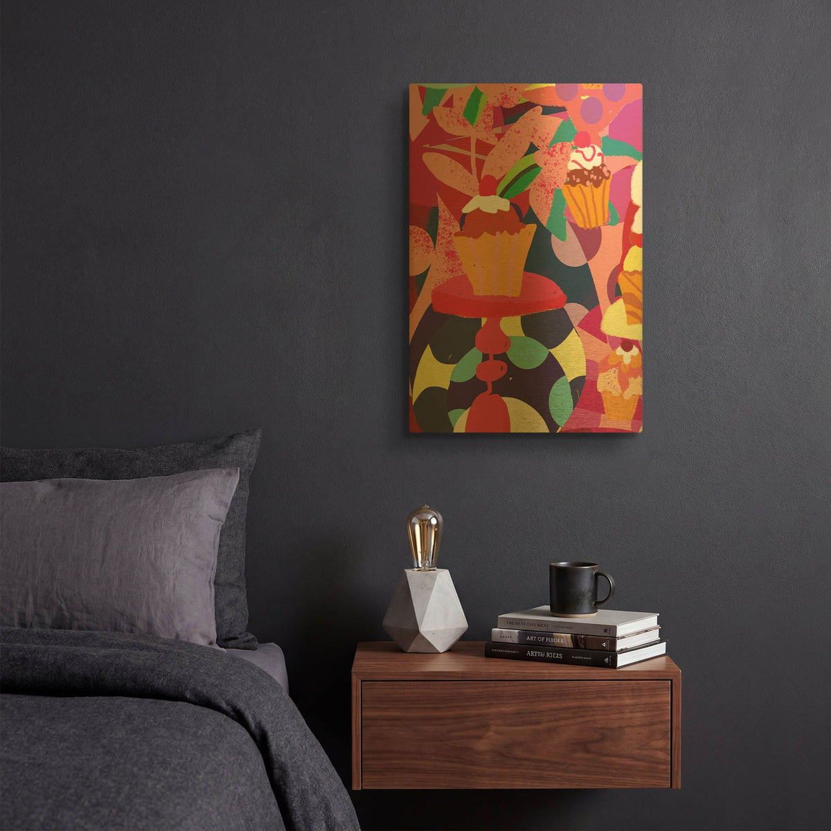 'Cupcakes With Abstract Background' By Holly McGee Gold Metal Wall Art