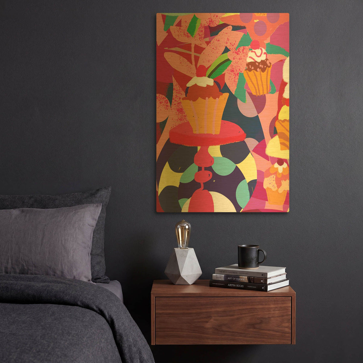 'Cupcakes With Abstract Background' By Holly McGee Gold Metal Wall Art