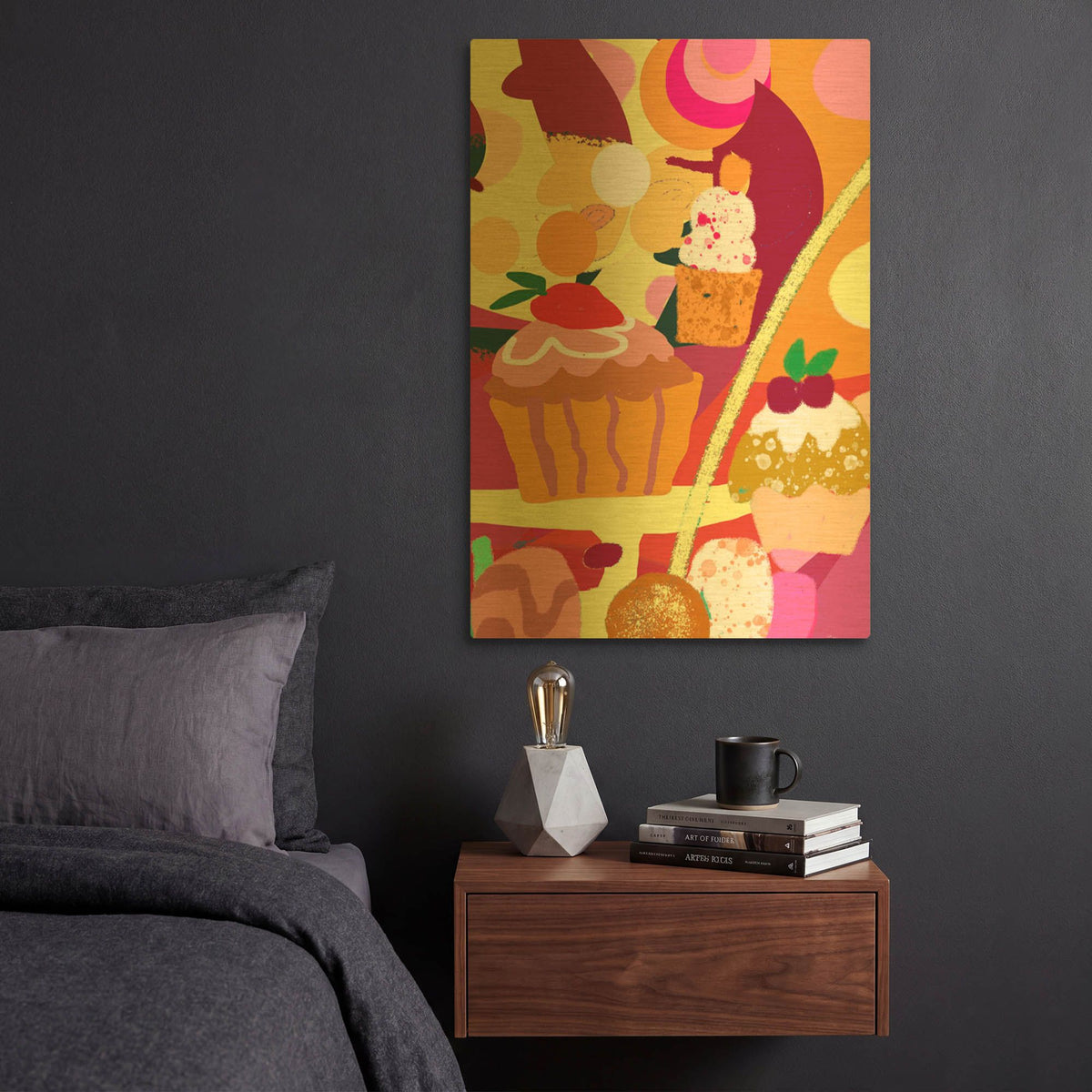 'Desserts With Abstract Background' By Holly McGee Gold Metal Wall Art