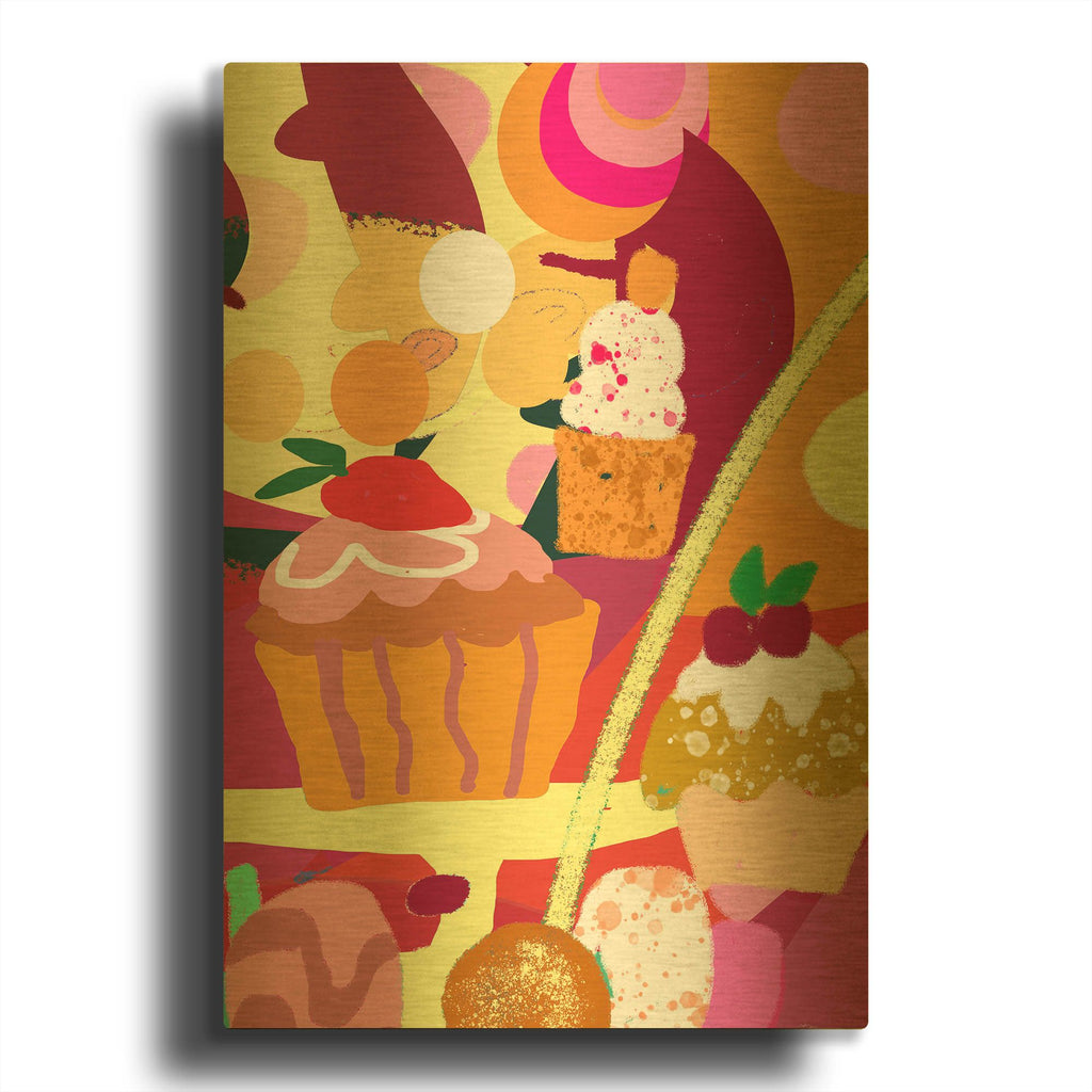 'Desserts With Abstract Background' By Holly McGee Gold Metal Wall Art