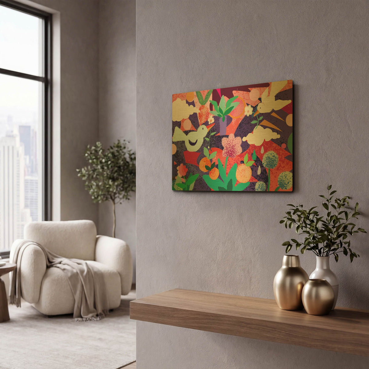 'Love Birds' By Holly McGee Gold Metal Wall Art