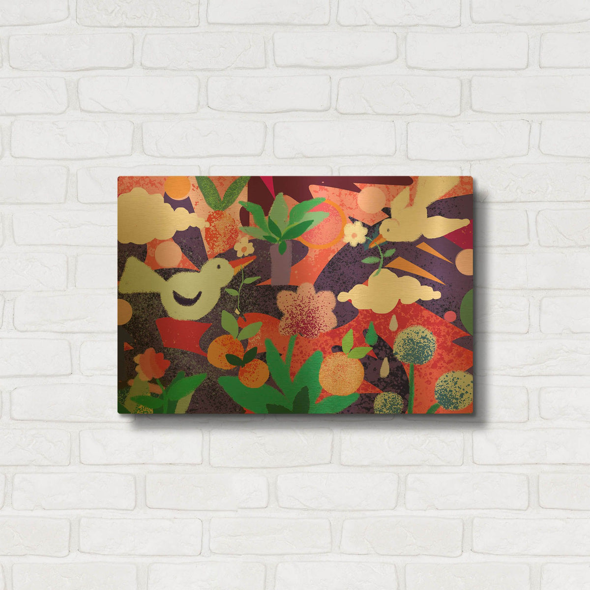'Love Birds' By Holly McGee Gold Metal Wall Art