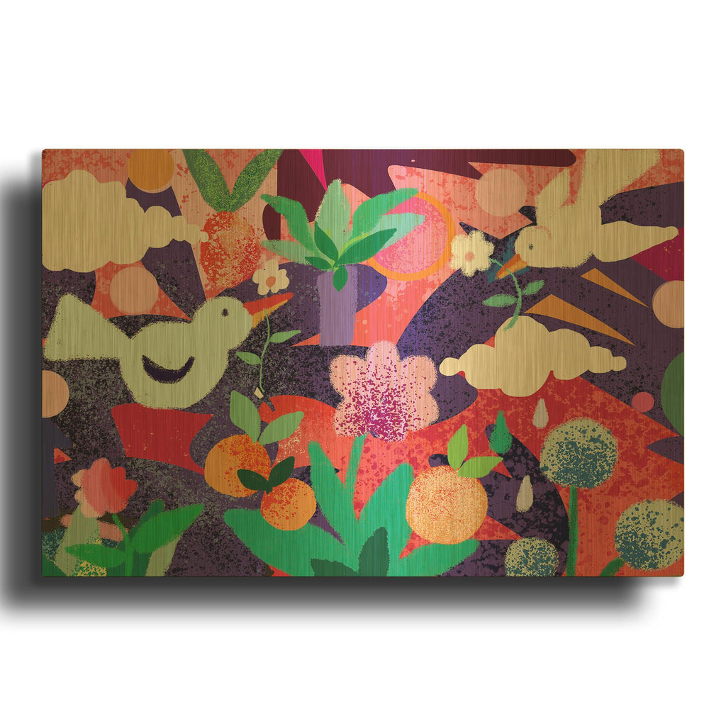 'Love Birds' By Holly McGee Gold Metal Wall Art
