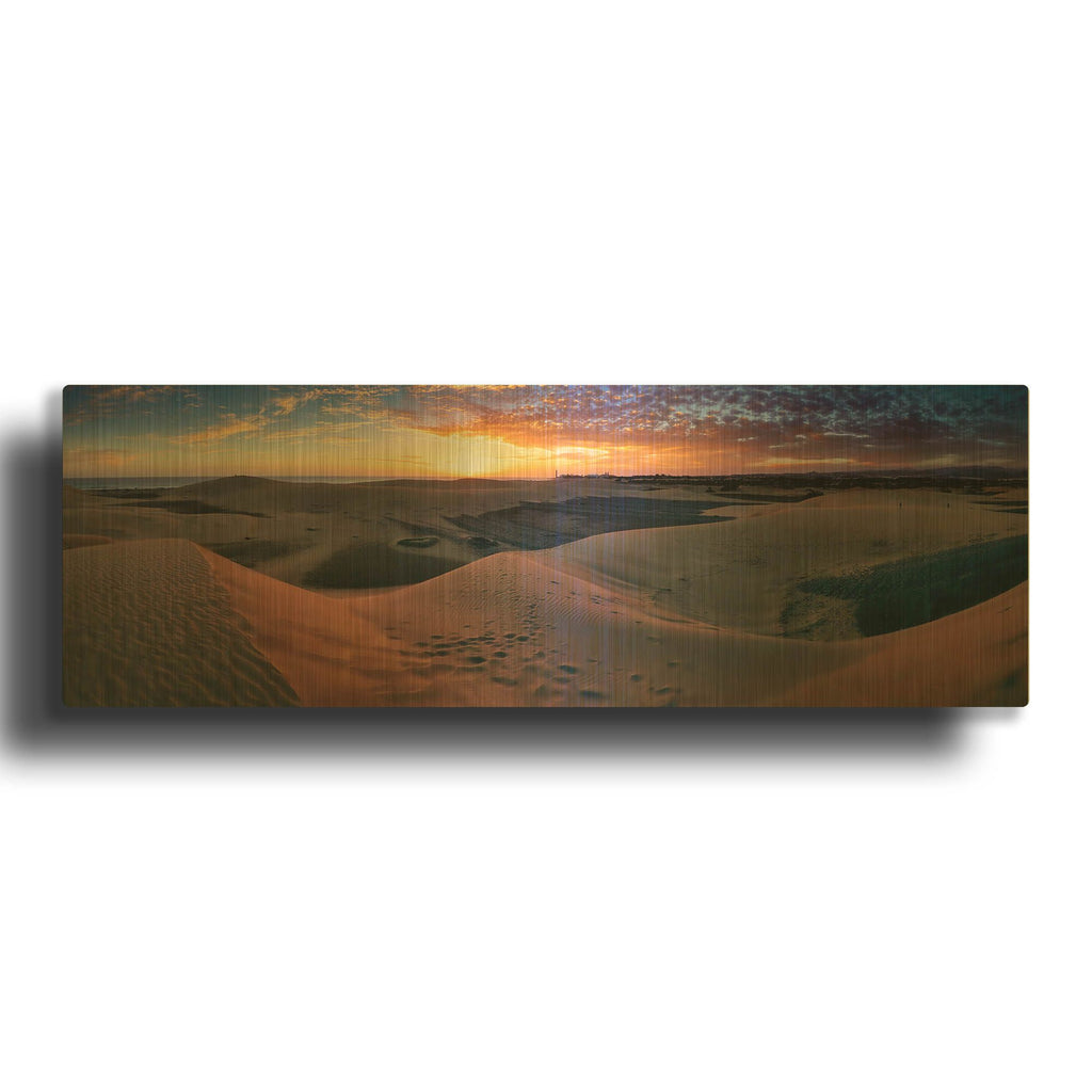 'Panorama Maspalomas Dunes' By Istvan Nagy Gold Metal Wall Art
