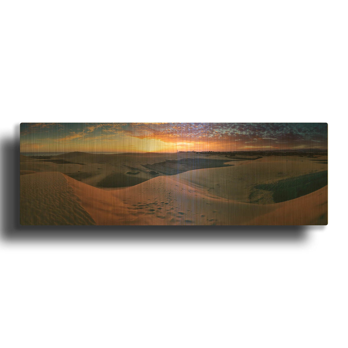 'Panorama Maspalomas Dunes' By Istvan Nagy Gold Metal Wall Art
