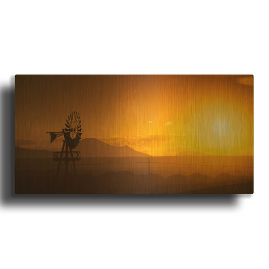 'Panorama Sunset No 2' By Istvan Nagy Gold Metal Wall Art