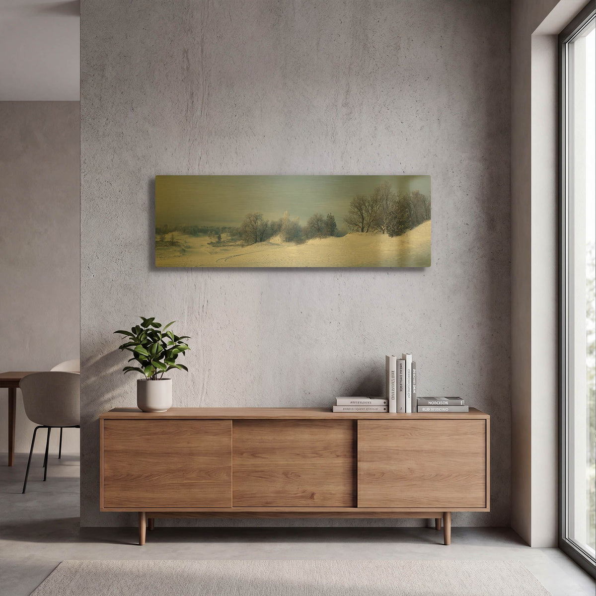 'Panorama Winter Dunes' By Istvan Nagy Gold Metal Wall Art