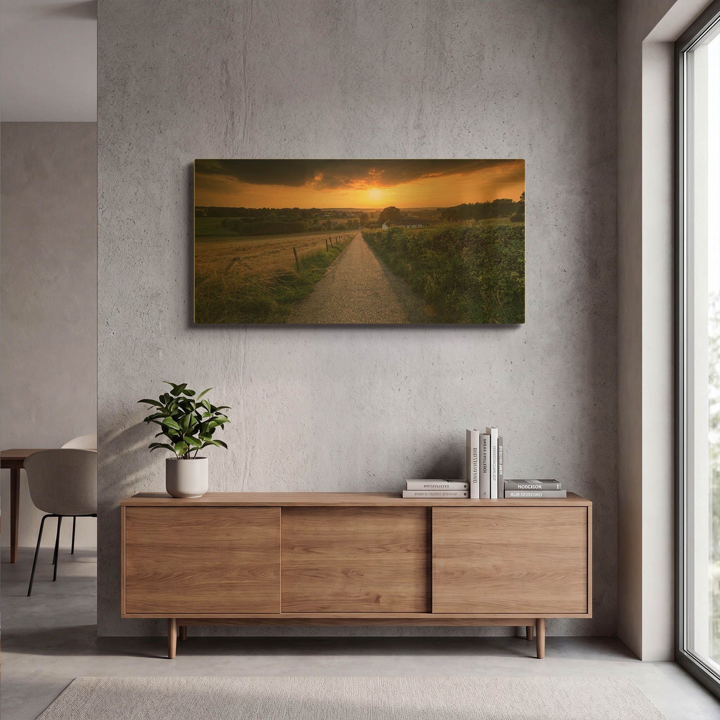'Road To Sunset Valley' By Istvan Nagy Gold Metal Wall Art