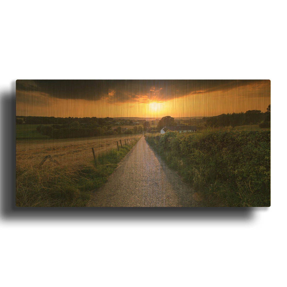 'Road To Sunset Valley' By Istvan Nagy Gold Metal Wall Art