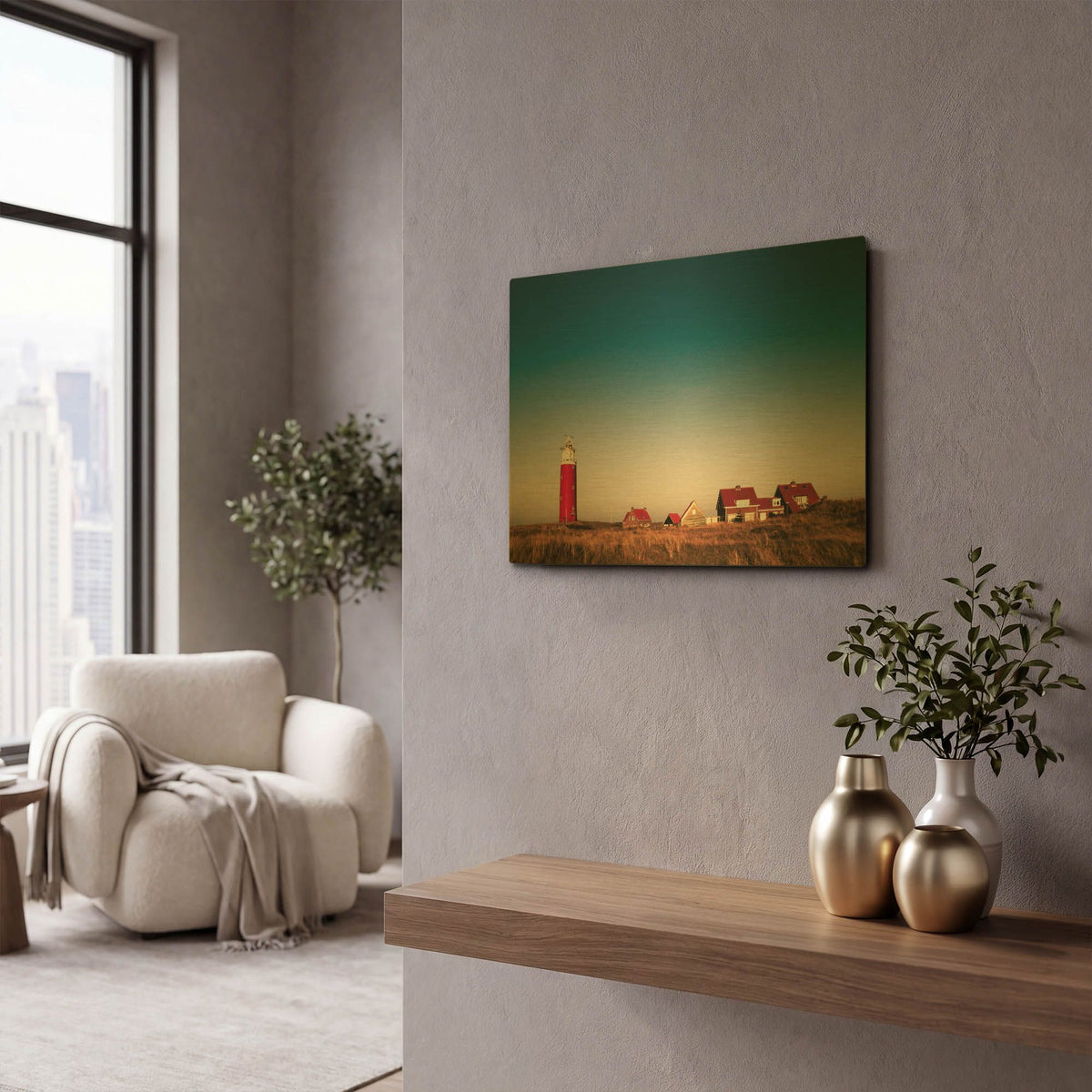 'Texel Lighthouse' By Istvan Nagy Gold Metal Wall Art
