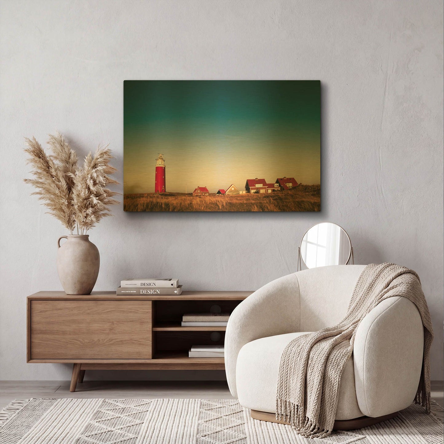 'Texel Lighthouse' By Istvan Nagy Gold Metal Wall Art