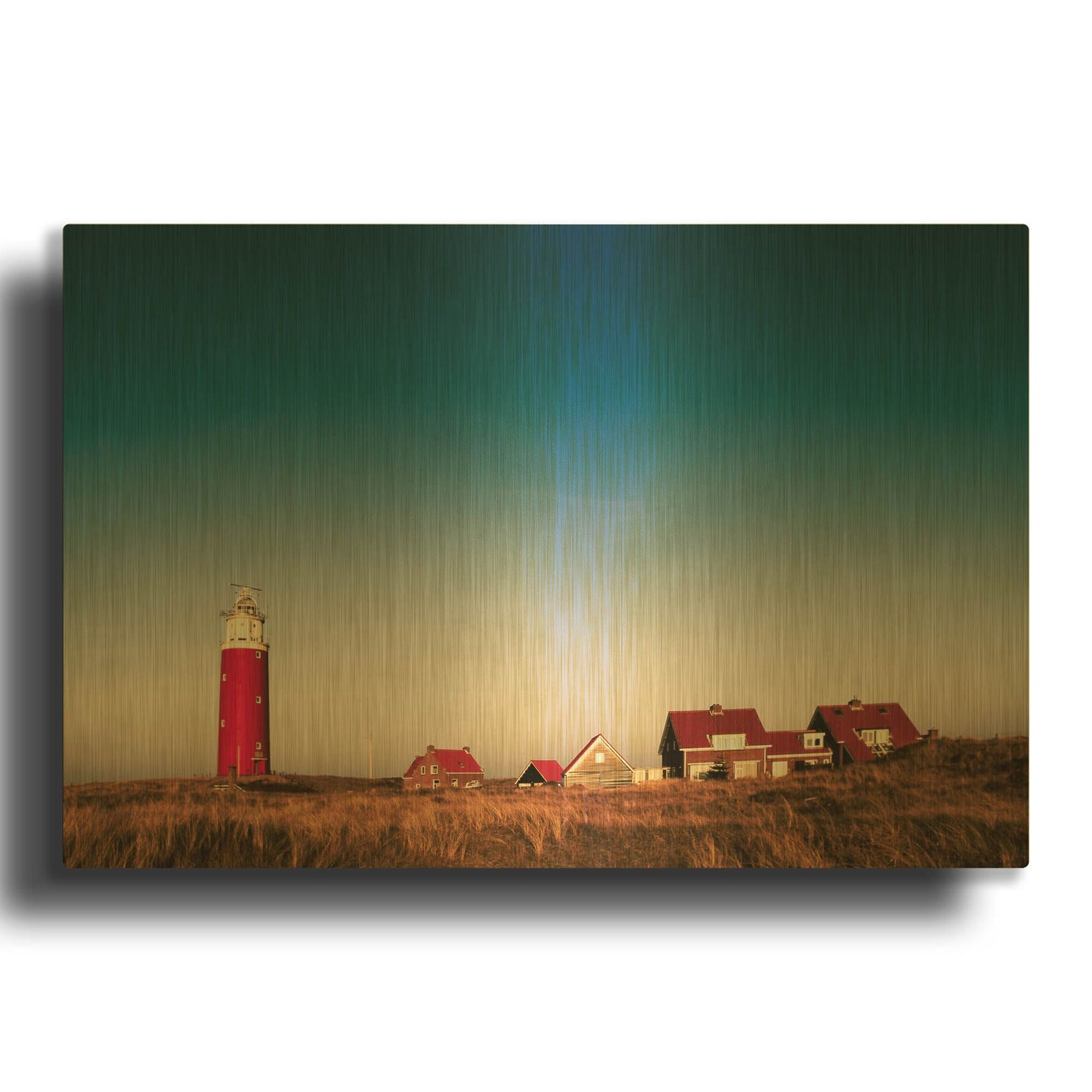 'Texel Lighthouse' By Istvan Nagy Gold Metal Wall Art