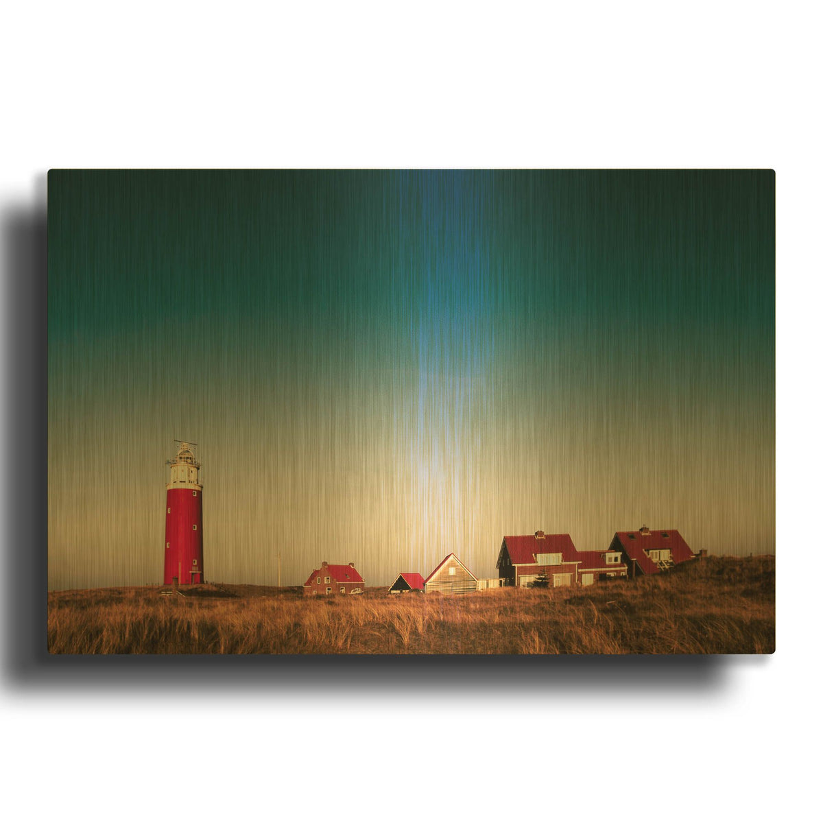 'Texel Lighthouse' By Istvan Nagy Gold Metal Wall Art